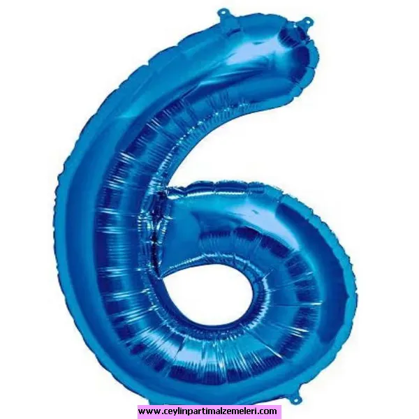 6 Rakam Lacivert Folyo Balon